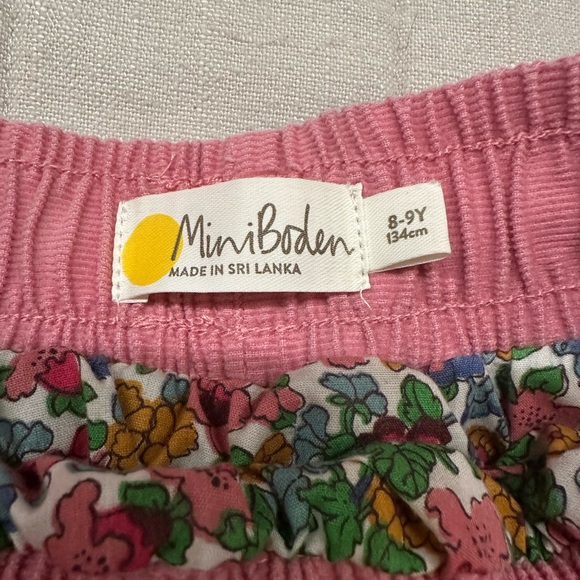 Mini Boden Pink Corduroy Skirt with Floral liner - Picture 6 of 7